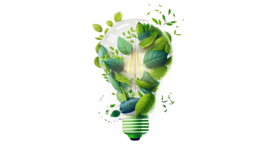 Lightbulb with green leafes